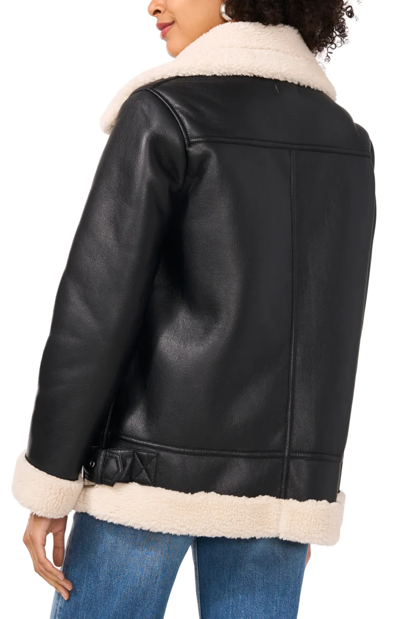 Faux Leather Bomber Jacket for Women