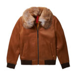 Mens B3 Brown Flying Aviator Shearling Bomber Jacket