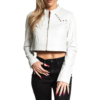 Womens White Crop Zipper Moto Leather Jacket