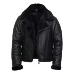 Mens Aviator Pilot B3 Shearling Leather Bomber Jacket