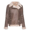 Womens Spanish Brown Shearling Leather Jacket