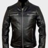 Black cafe racer biker leather jacket for men