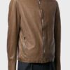 Mens Cafe Racer Brown Slim fit Biker Jacket