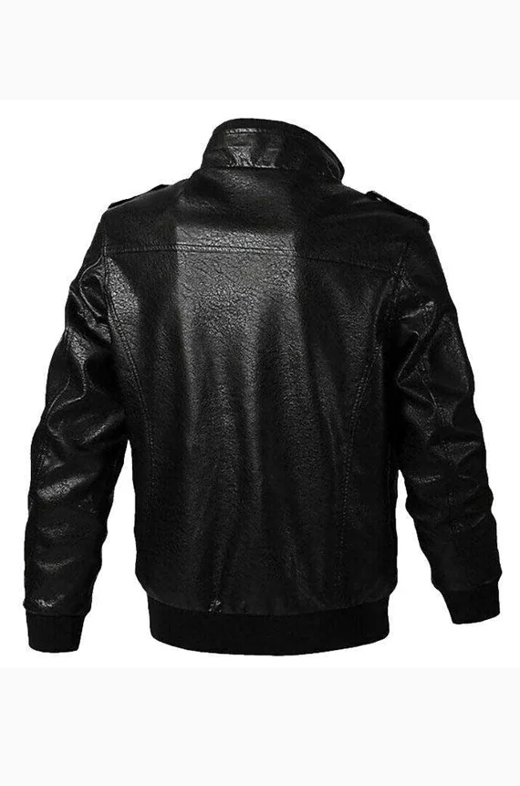 Mens Bomber Aviator Leather Jacket