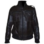 Black Leather Bomber Jacket