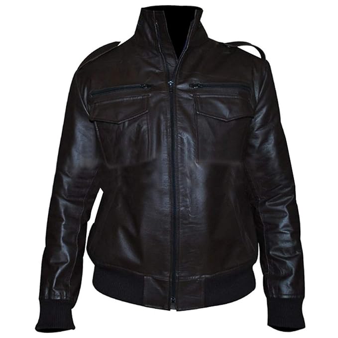 Black Leather Bomber Jacket