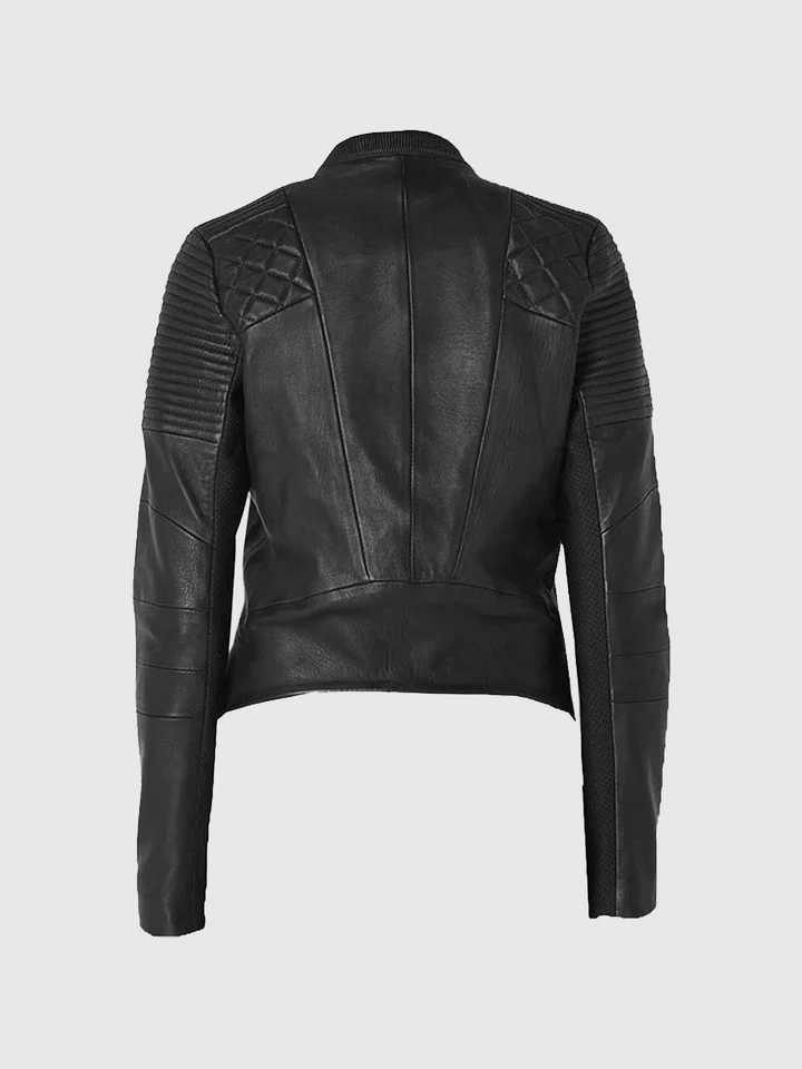 Black Flame Womens Biker Leather Jacket