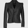 Slim Fit Womens Black Leather Coat