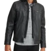 Faux Leather Jacket With Removable Hood