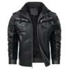 Mens Fred Black Hooded Leather Jacket