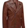 Tan leather motorcycle jacket for men
