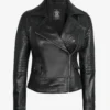 Womens Sleek Black Leather Moto Biker Jacket