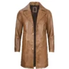 Mens Real Leather Camel Brown Car Coat