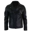Mens Black Brando Biker Leather Jacket