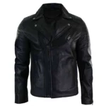 Mens Black Brando Biker Leather Jacket