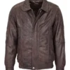 Mens Brown Nubuck Bomber Jacket