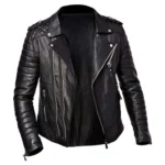 Mens Quilted Biker Leather Jacket