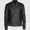 Striker Men's Black Leather Bomber Jacket