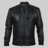 Drake Mens Black Bomber Moto Leather Jacket