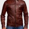 Men’s Brown Distressed Biker Leather Jacket