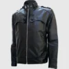 Menswear Black Motorcycle Leather Jacket