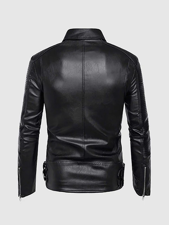 Men Retro Leather Motorcycle Jacket