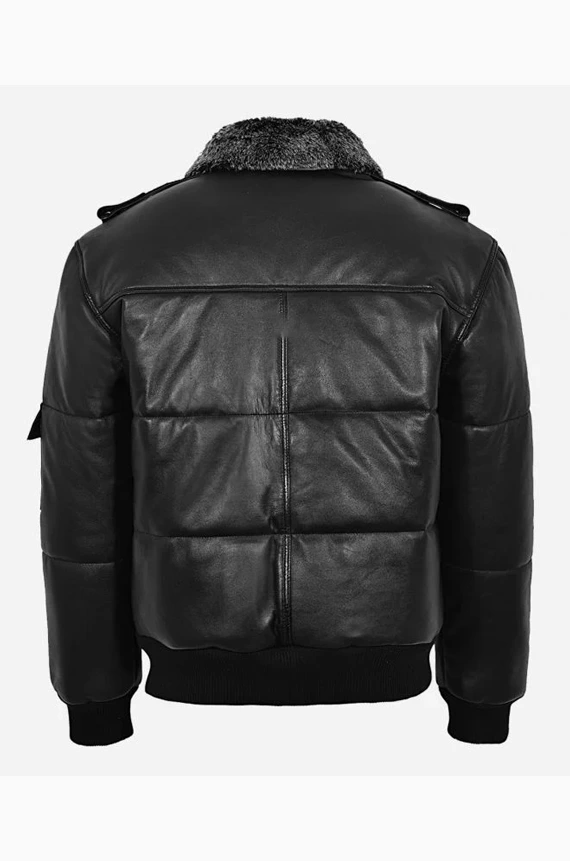 Mens PILOT 8 Black Bomber Leather Jacket