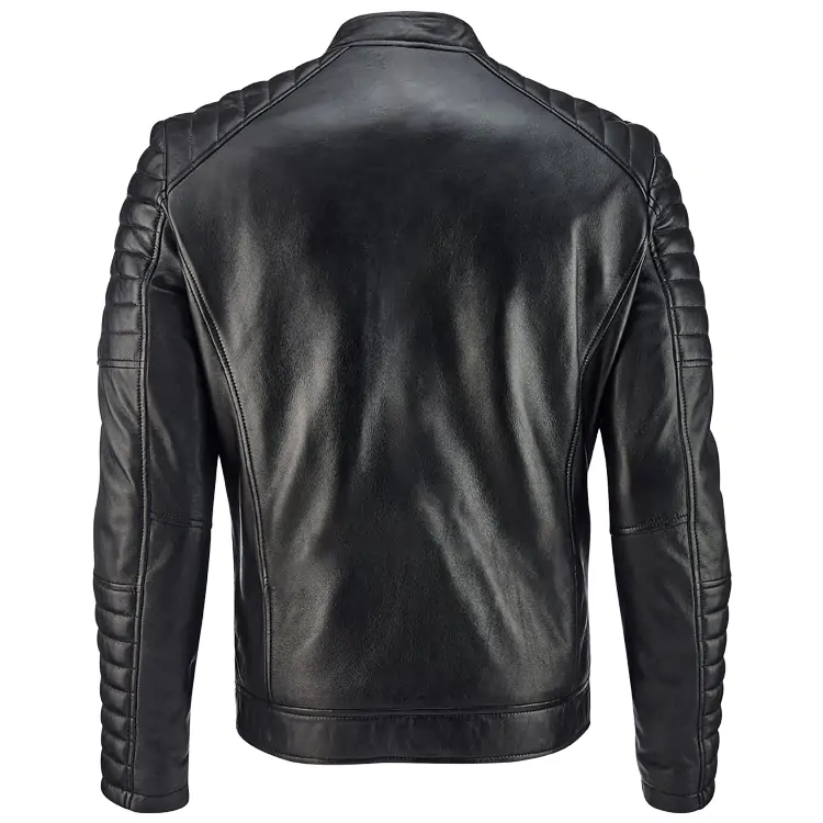 QUILTED EDGE LEATHER BOMBER JACKET