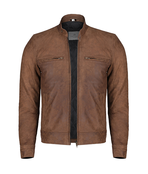 Light Brown Biker Leather Jacket For Men
