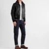 Mens Black Bomber Shearling Leather Jacket