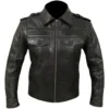 Men Classic Zipper Black Leather Jacket