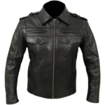 Men Classic Zipper Black Leather Jacket