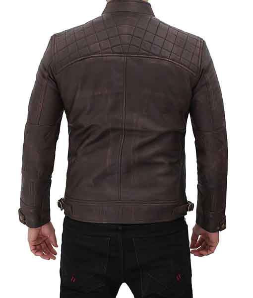 Brown Leather Biker Jacket