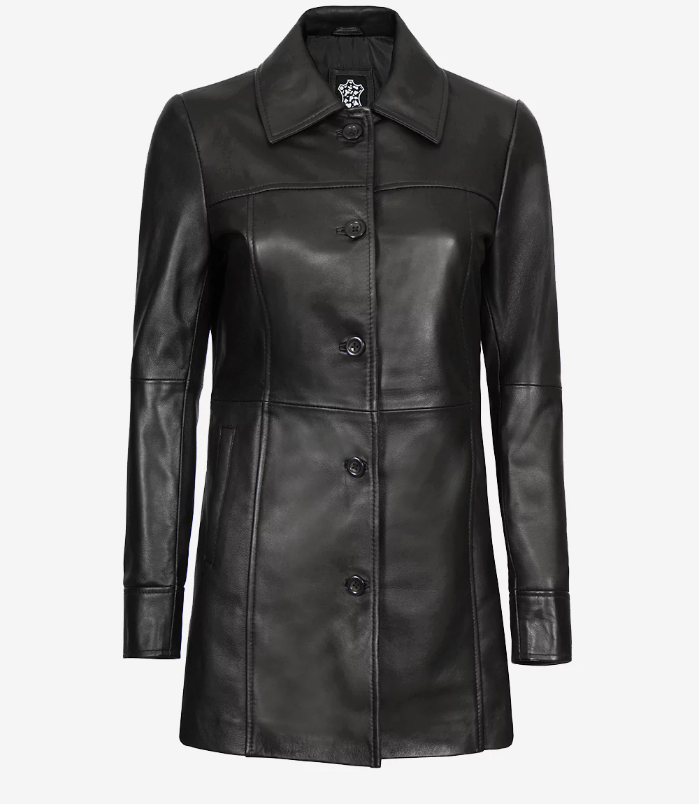 Womens Leather Black Coat