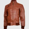 Fashion Centric Tan Brown Leather Jacket for Men