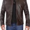 Elegant Unique Brown Leather Biker Jacket