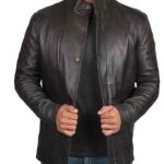 Men’s Long Brown Biker Leather Jacket