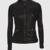 Quilted Womens Black Leather Jacket