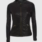 Quilted Womens Black Leather Jacket
