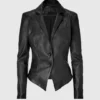 Phoenix Womens Black Leather Blazer Coat