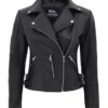 Real Leather Womens Biker Jacket Bari Black