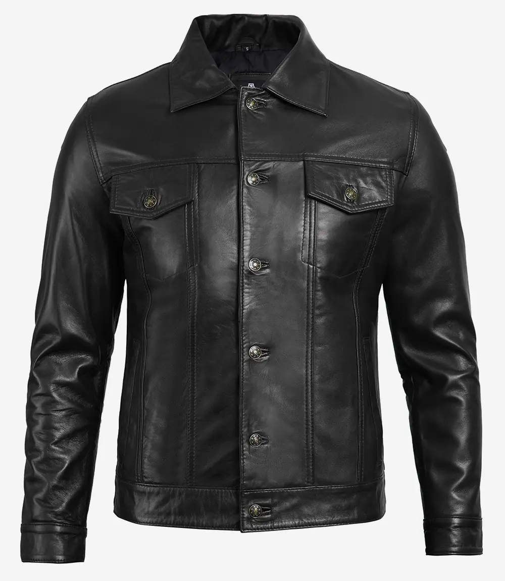 Mens Classic Black Trucker Jacket