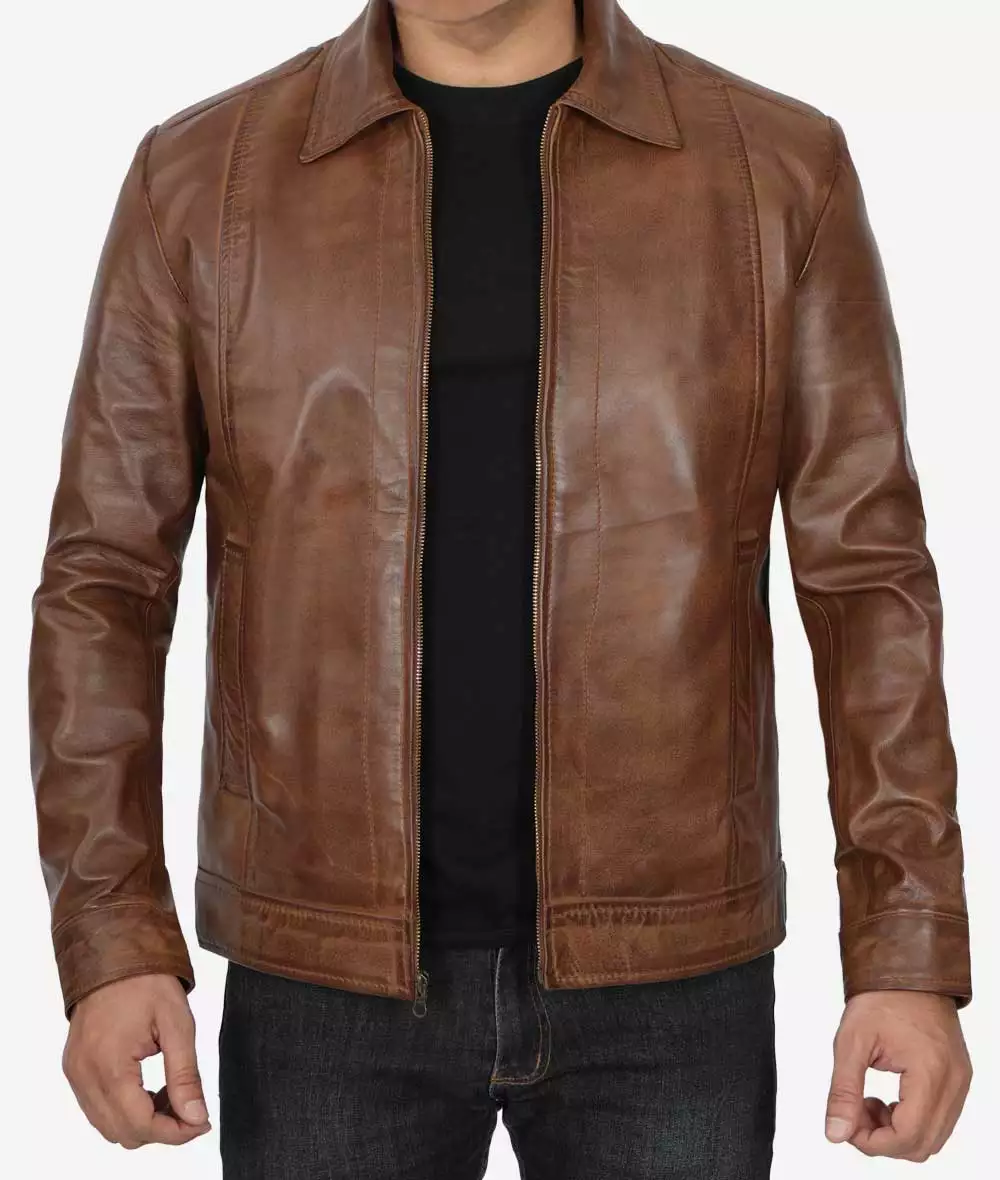 Mens Chocolate Brown Leather Jacket