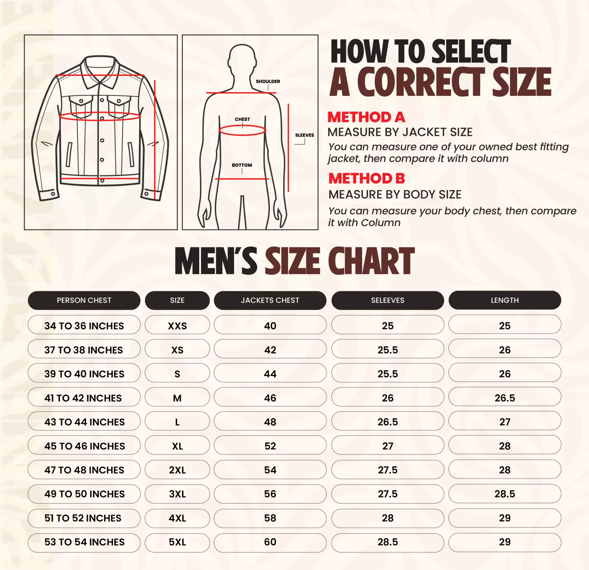 men size chart