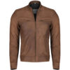 Light Brown Biker Leather Jacket For Men