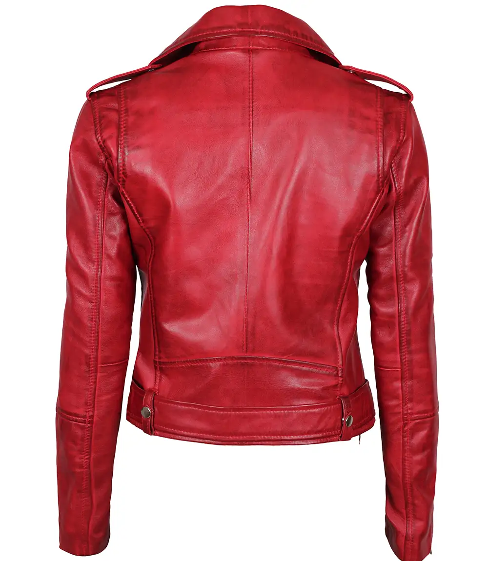 Classic Red Biker Leather Jacket