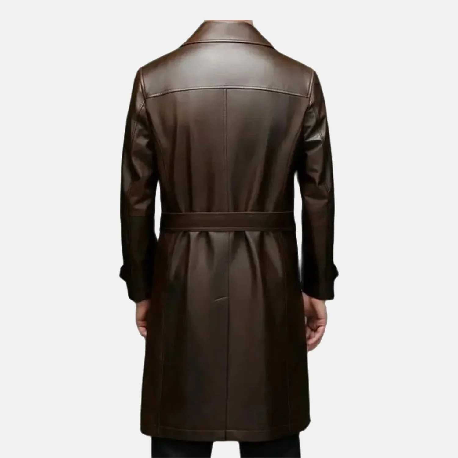 Men’s Brown Sheepskin Leather Duster Coat