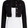 Womens Black Denim Jacket Cropped