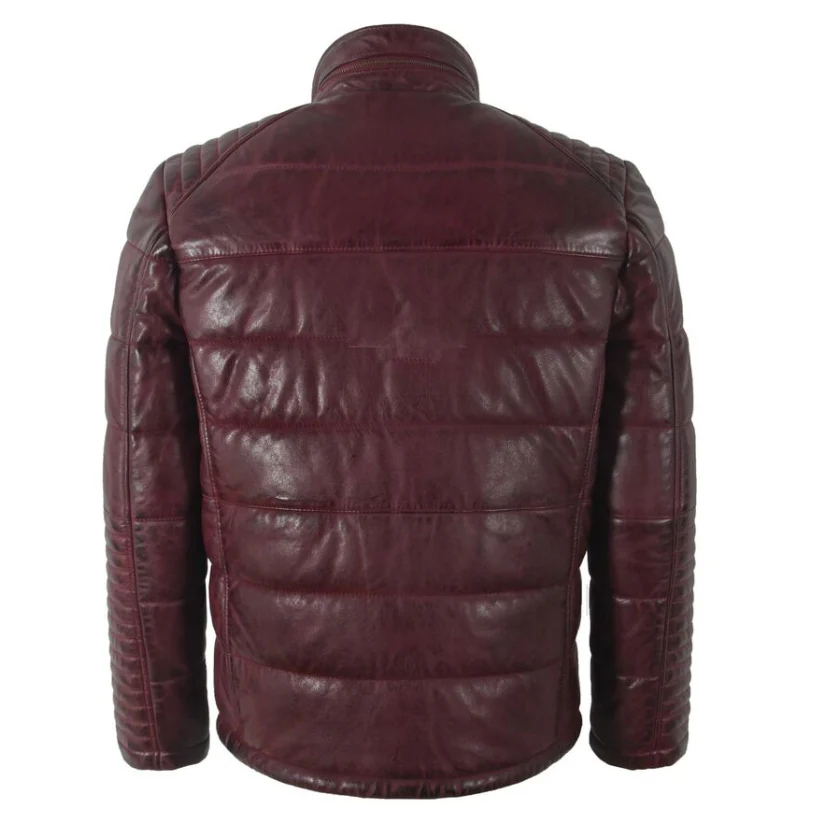 Men's Puffer Real Leather Jacket