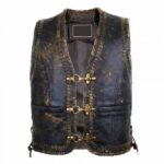Vintage Mens Leather Vest Double Braided